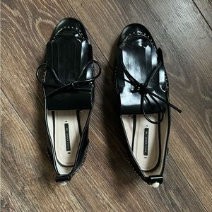 Zara Black Loafers with Bow Detail